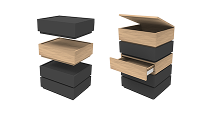 自由堆疊的矩陣抽屜, 用途由你定義 高度自已疊堆.